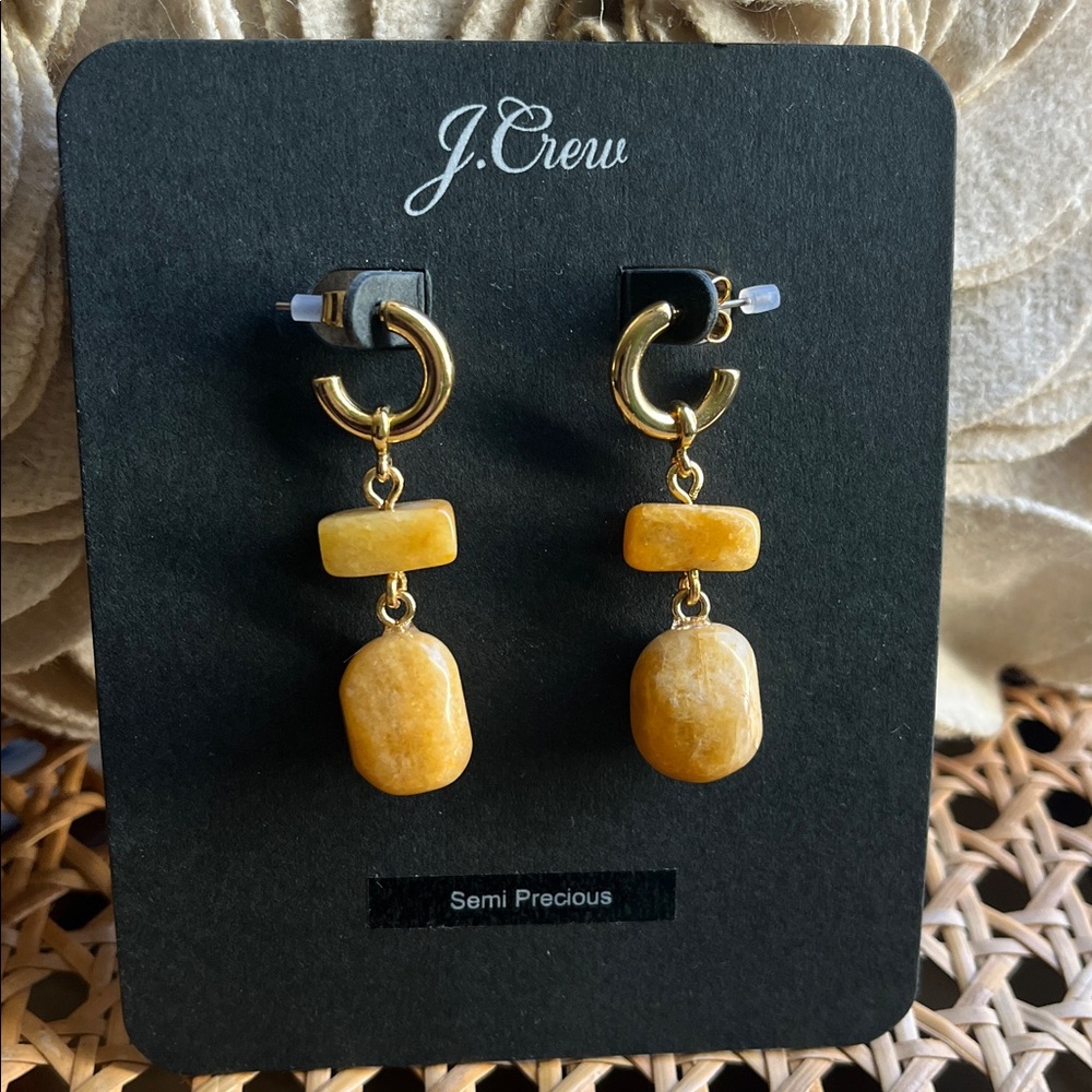 J. Crew Gold and Brown Semi-Precious Earrings